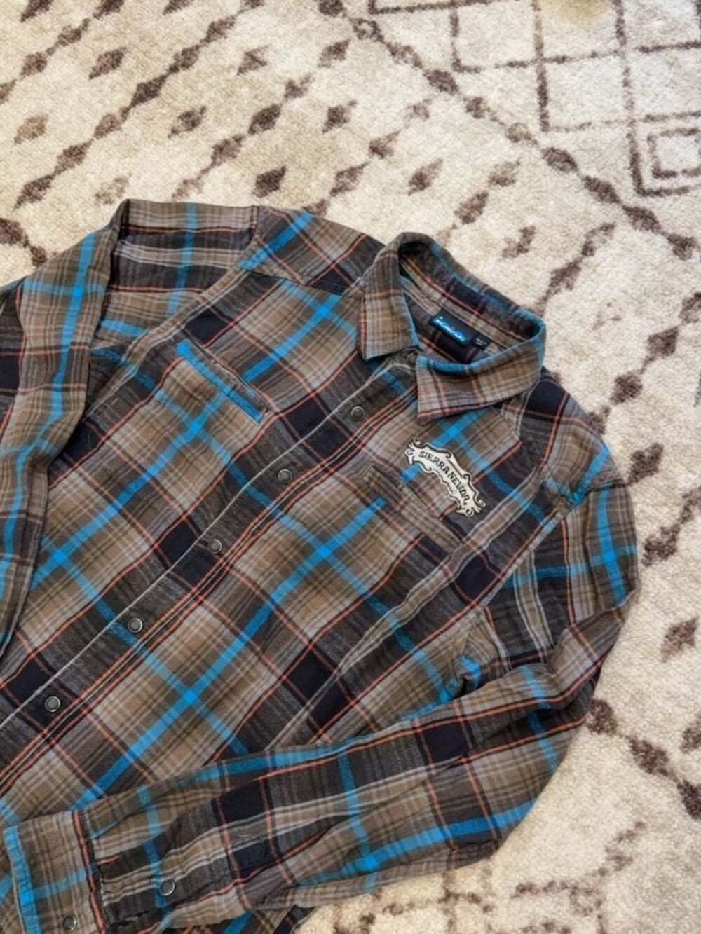 KAVU Sierra Nevada Plaid Snap Button Shirt Size S
